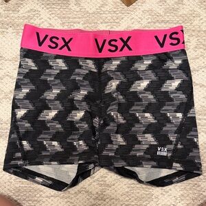VSX Black Patterned Bike Shorts with Hot Pink Waistband
